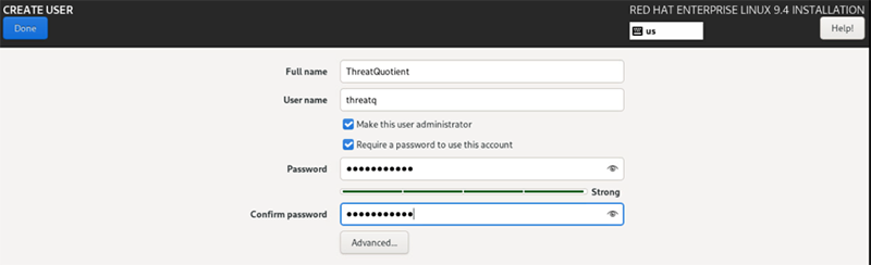 Create User Screen