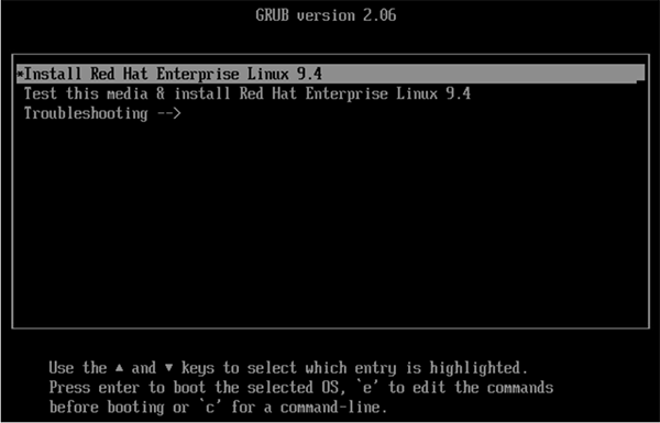 RHEL Install Screen