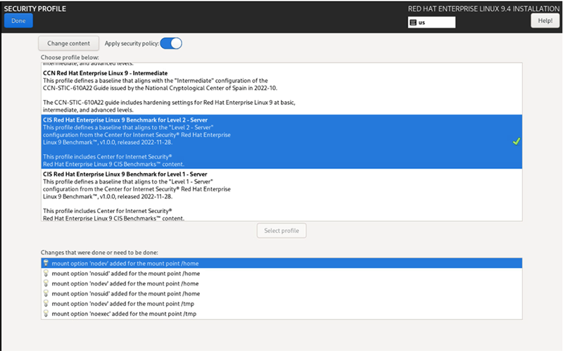 Updated Security Profile