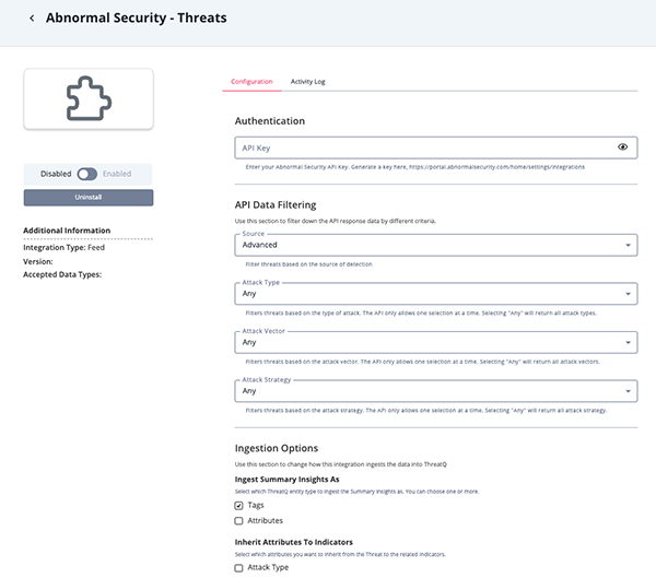Configuration Screen