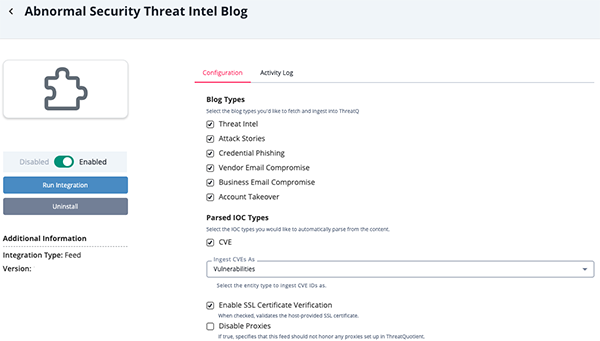 Configuration Screen