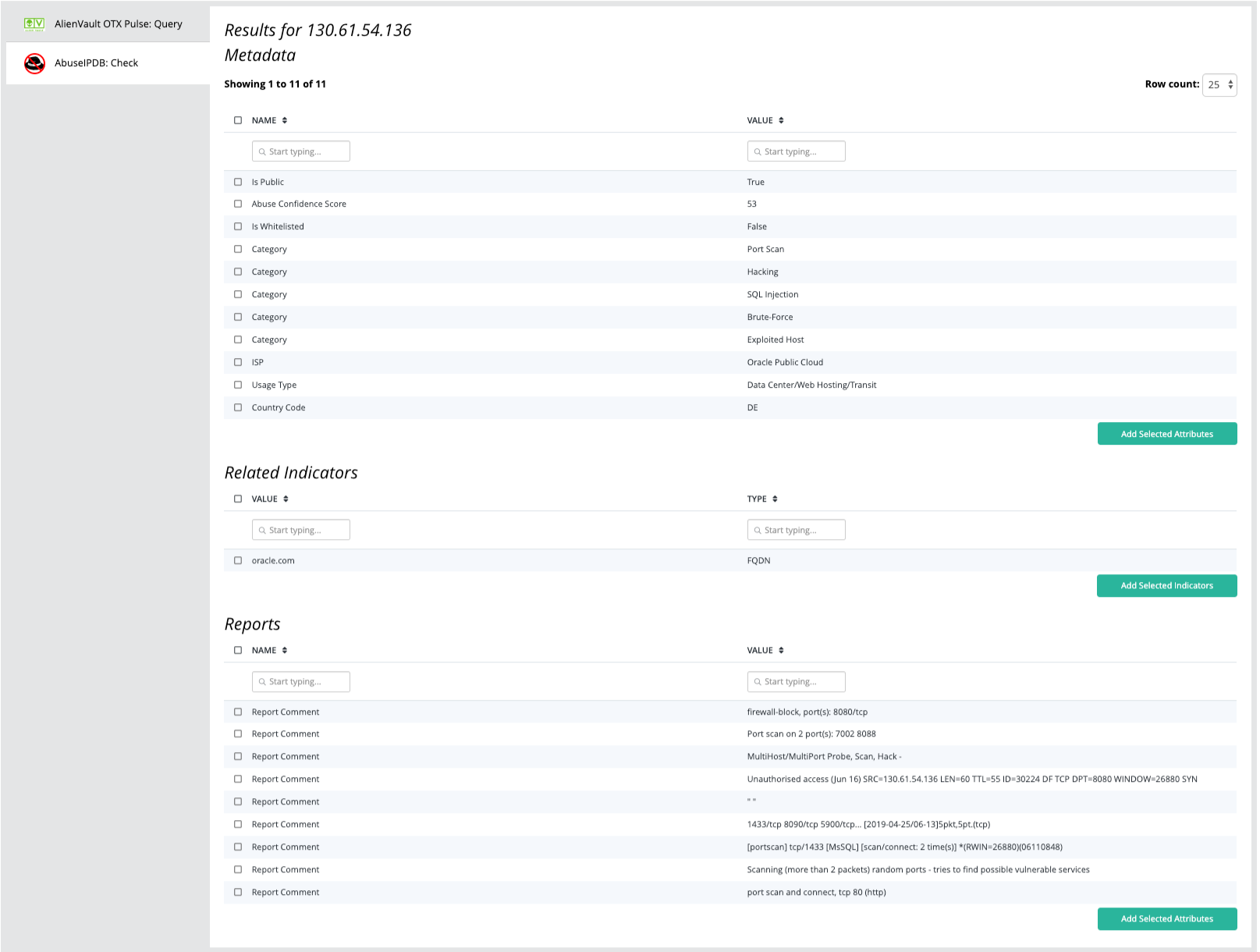 AbuseIPDB Example Output