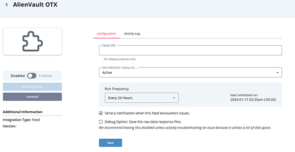 Configuration Screen