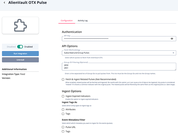 Configuration Screen