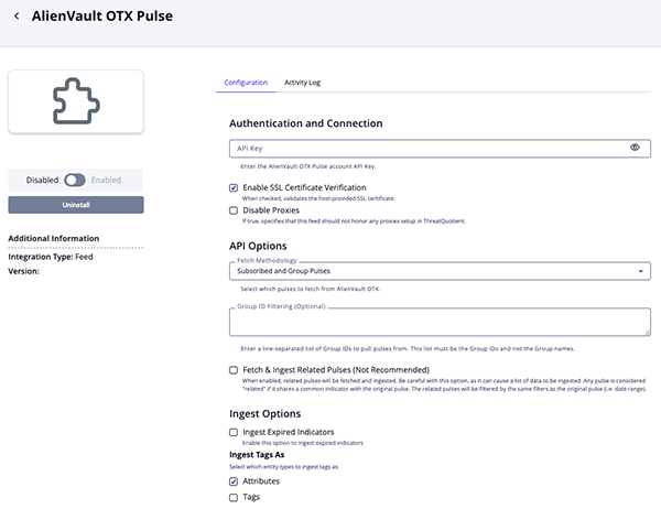 Configuration Screen