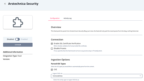Configuration Screen