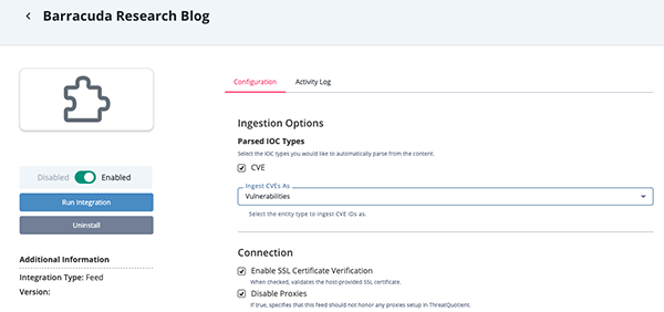 Configuration Screen