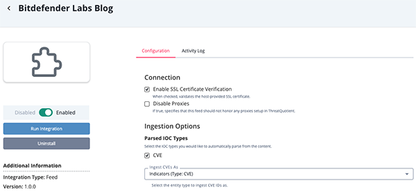 Configuration Screen