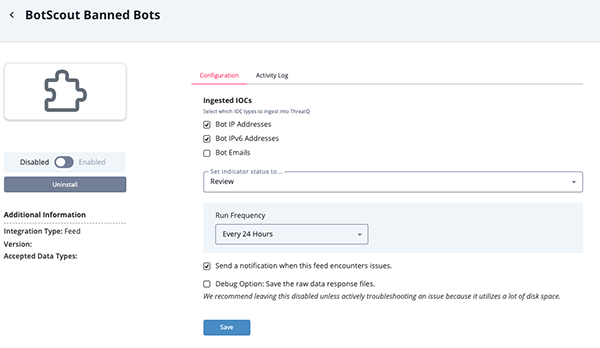 Configuration Screen
