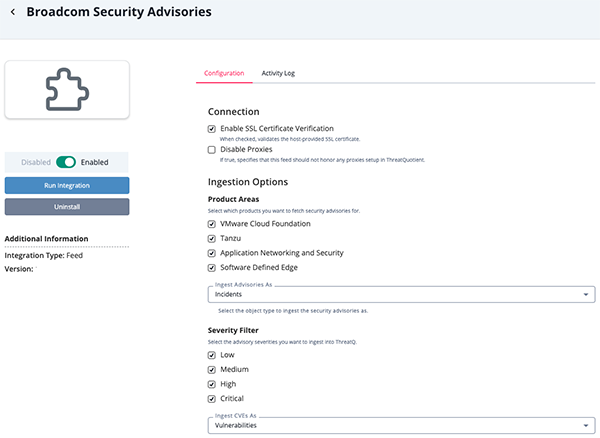 Configuration Screen