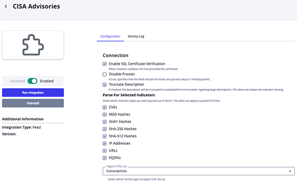 Configuration Screen
