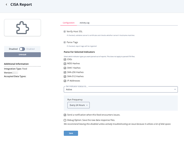 Configuration Screen