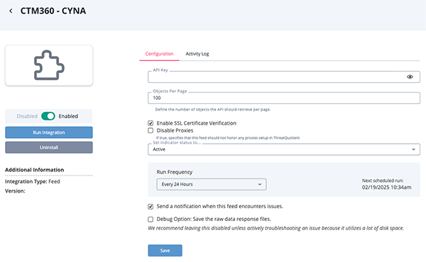 Configuration Screen