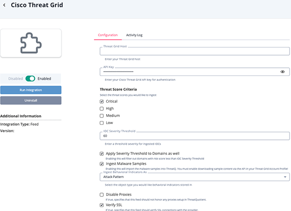Configuration Screen