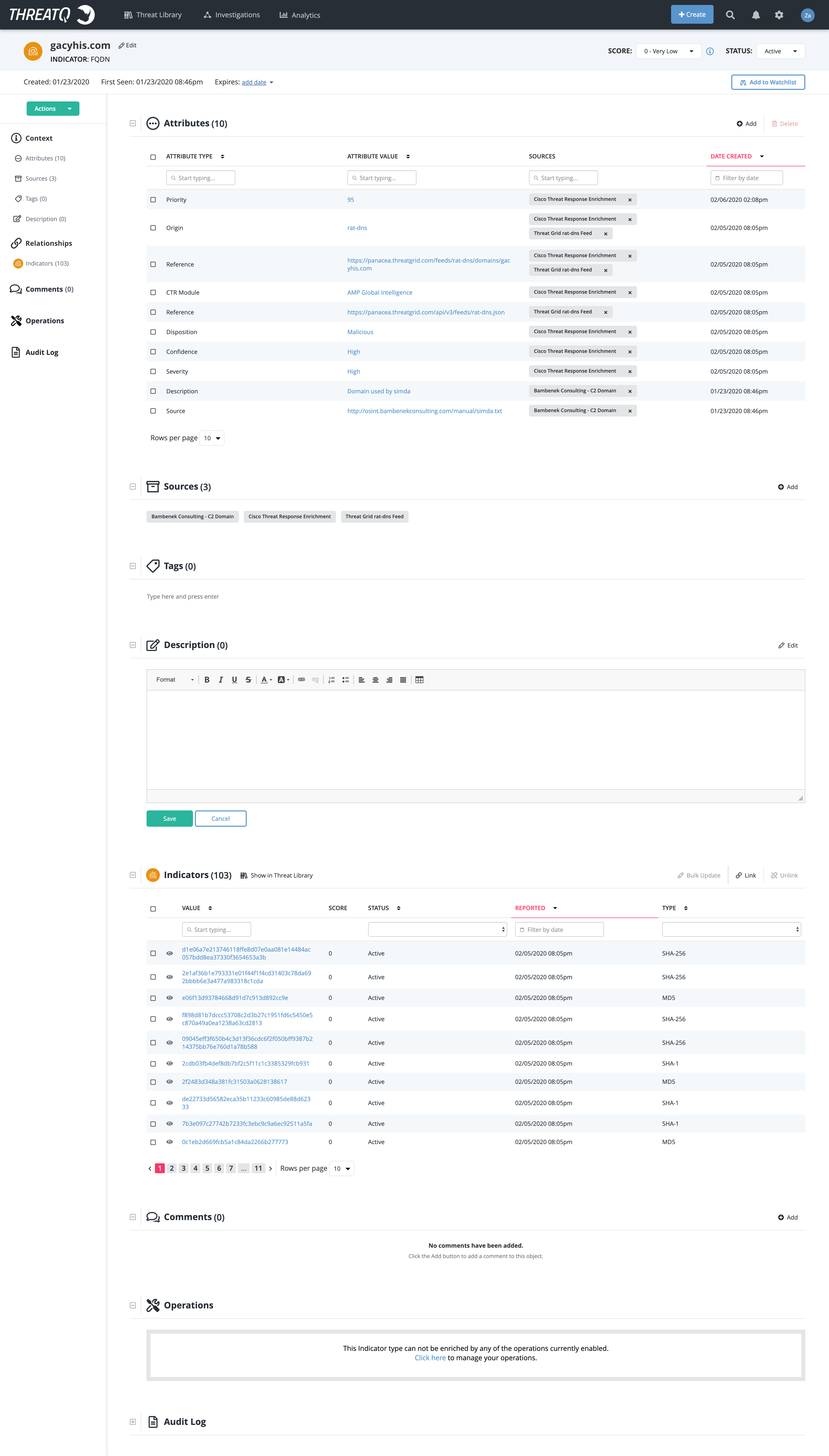 Cisco Threat Response Enrichment Example Result Cisco Threat Response Enrichment Example Result