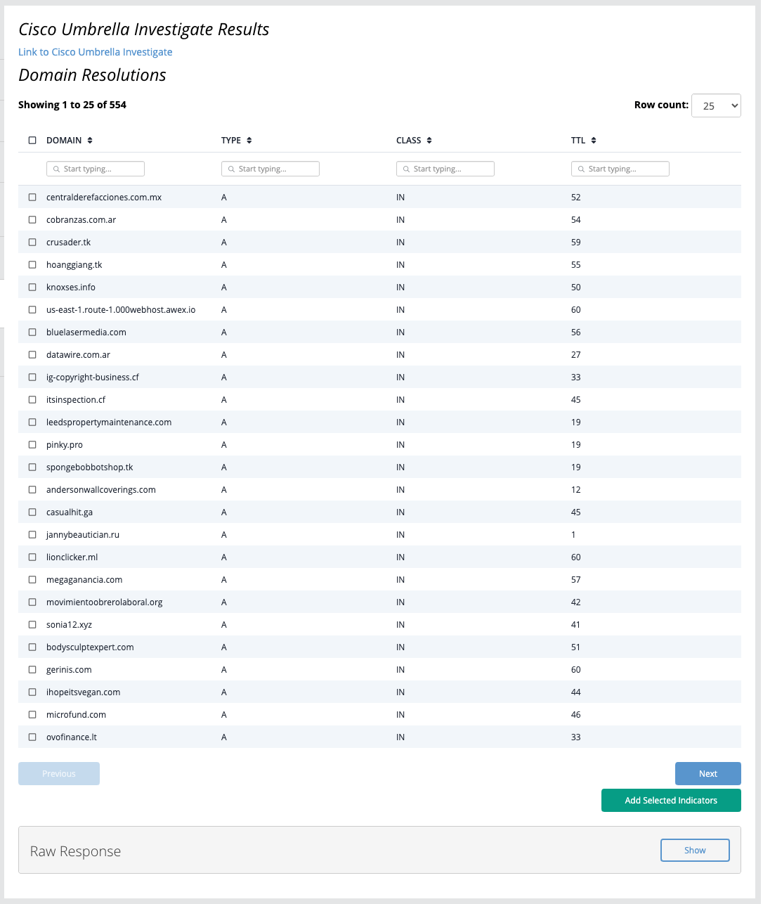 Get Associated Names Example Result