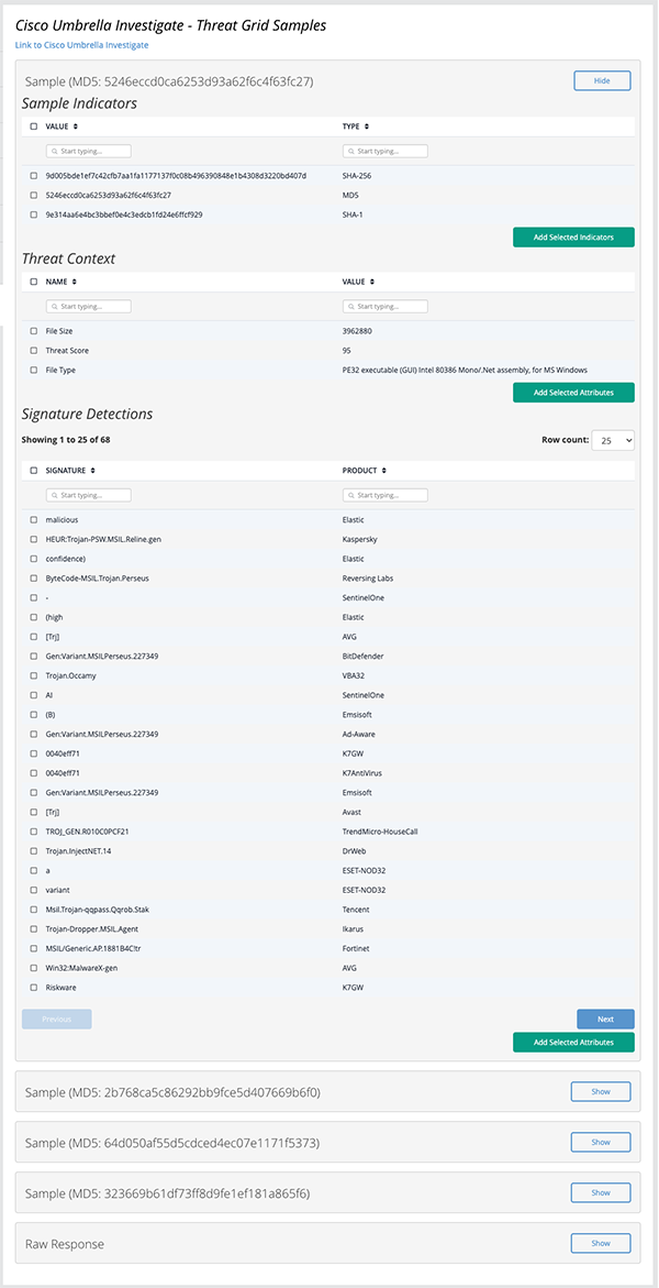 Get Samples Example Result