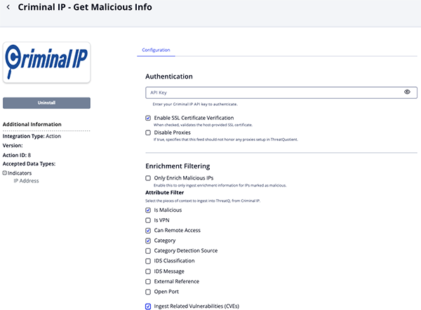 Configuration Screen