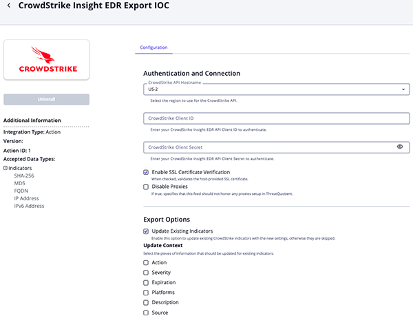 Export IOC Parameters
