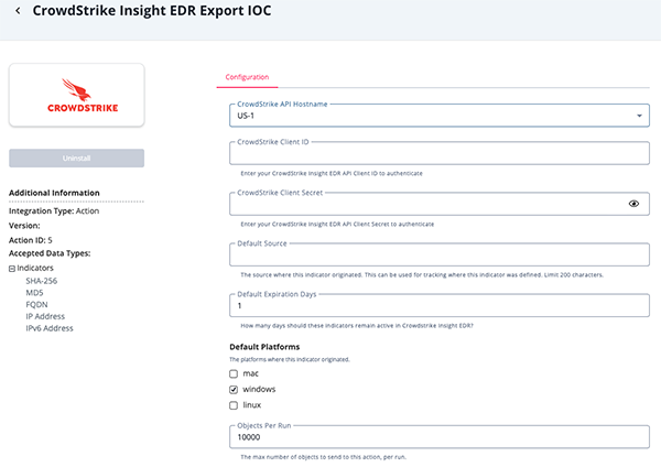 Export IOC Parameters