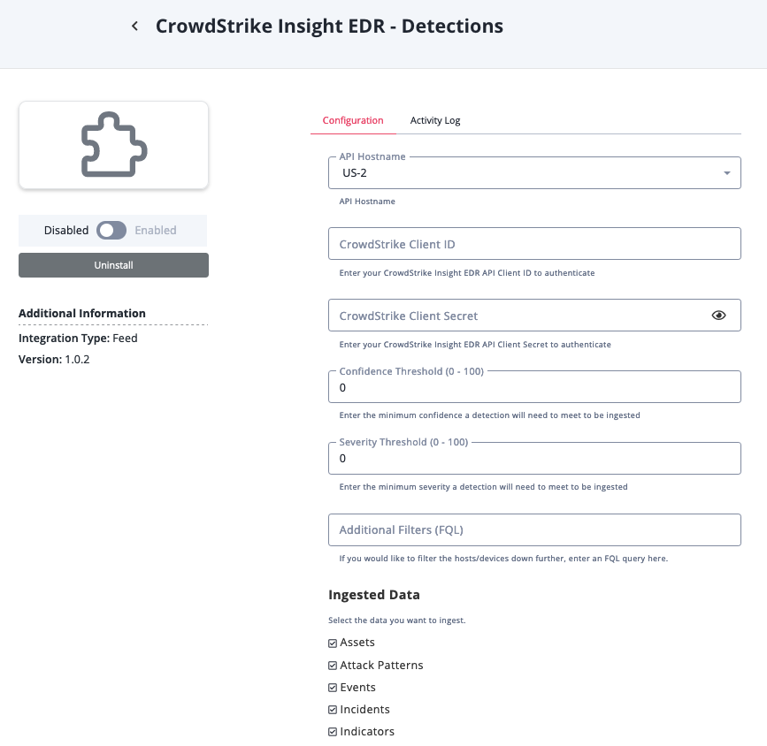 CrowdStrike Insight EDR Detections Configuration