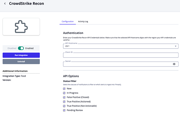 Configuration Screen