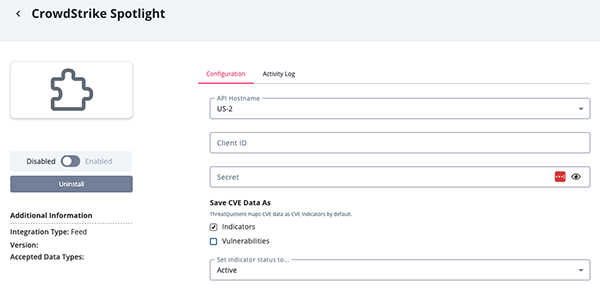 Configuration Screen