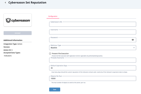 Configuration Screen