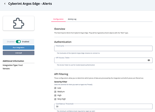 Alerts Configuration Screen