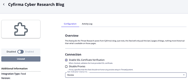 Configuration Screen Configuration Screen