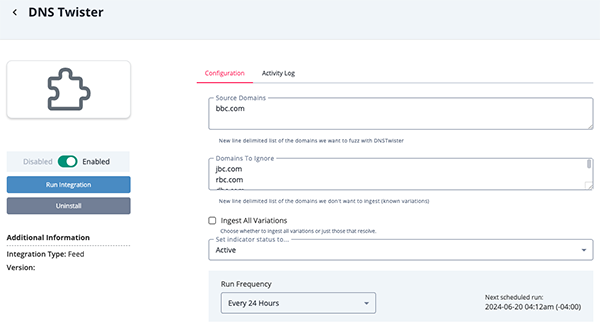 Configuration Screen