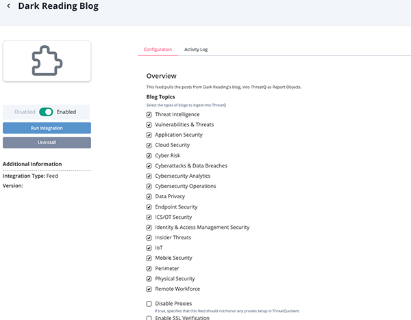 Configuration Screen