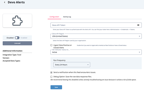 Configuration Screen