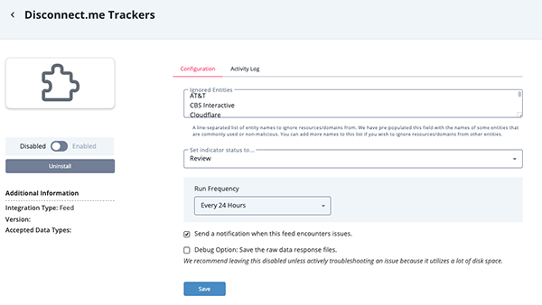 Configuration Screen