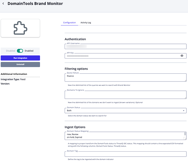 Configuration Screen