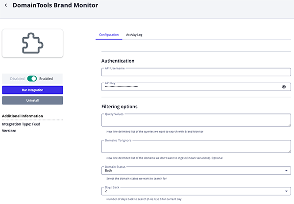 Configuration Screen