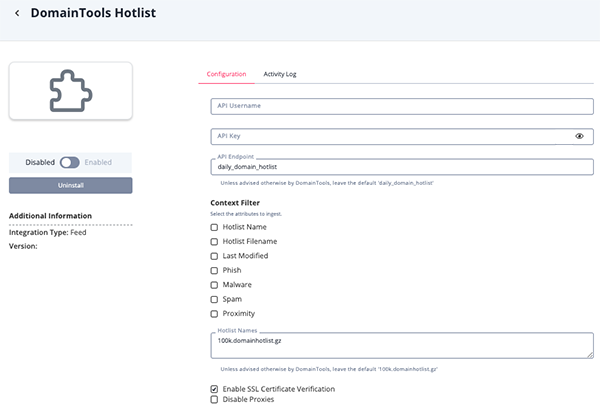 Configuration Screen