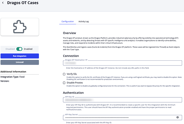 Cases Configuration Screen