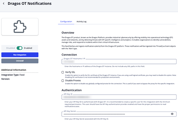 Notifications Configuration Screen