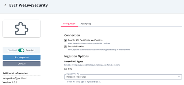 Configuration Screen