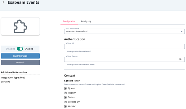 Configuration Screen