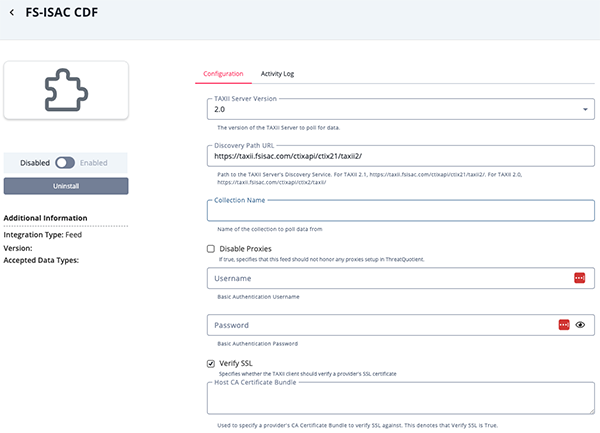 Configuration Screen