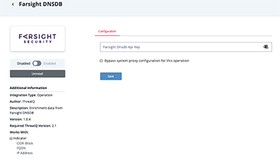 Farsight Operation Configuration tab