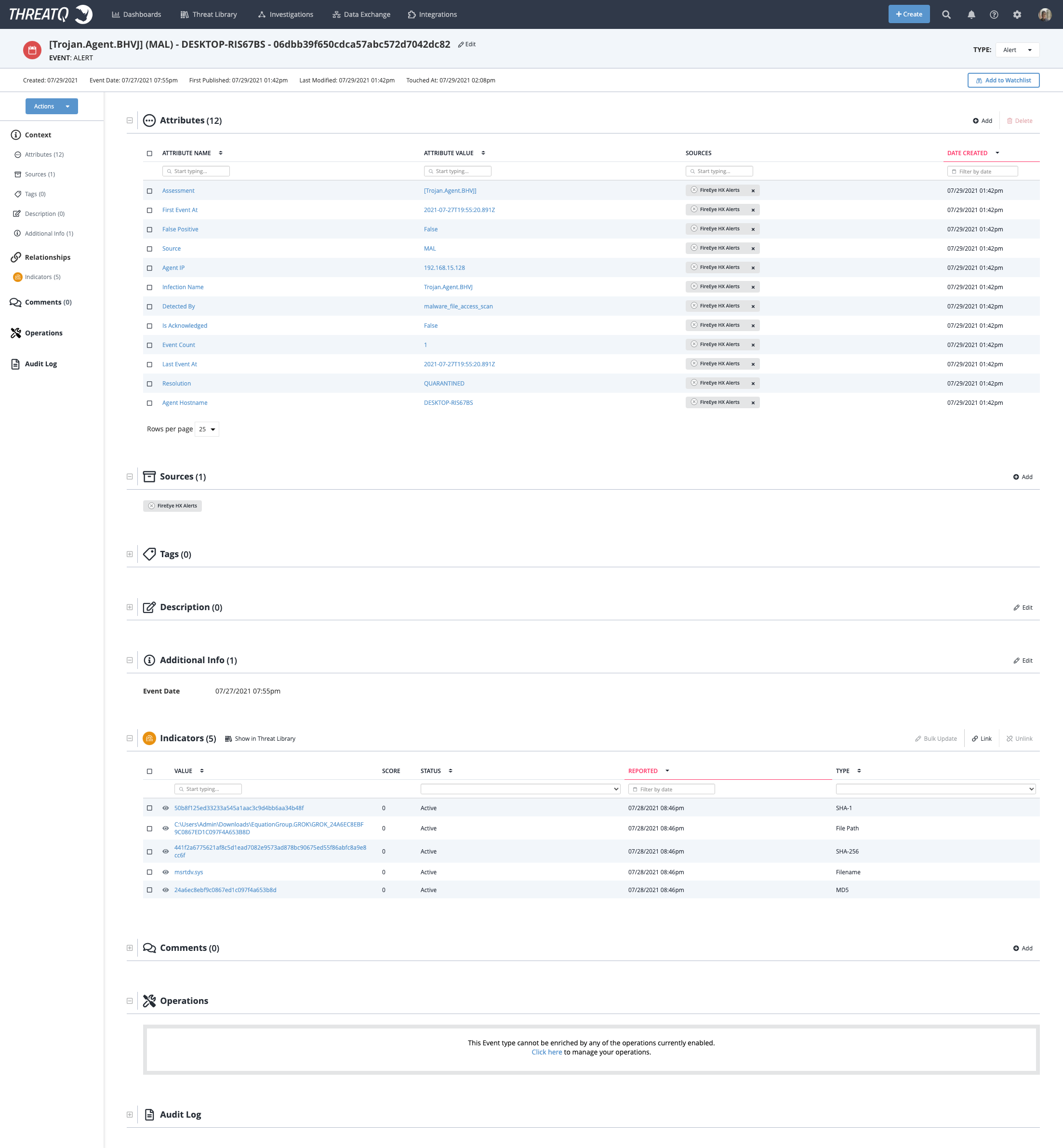 FireEye HX Alert Example