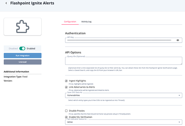 Configuration Screen