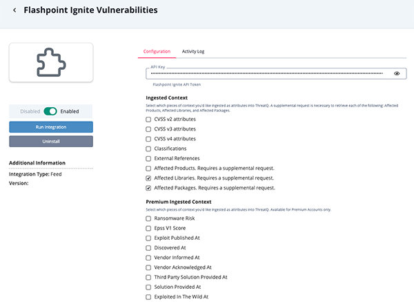 Configuration Screen