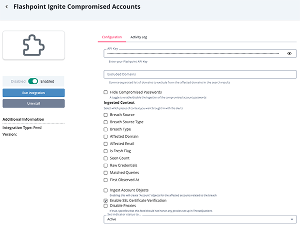 Configuration Screen