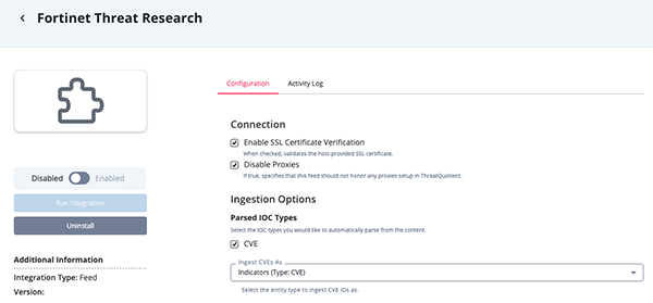 Configuration Screen