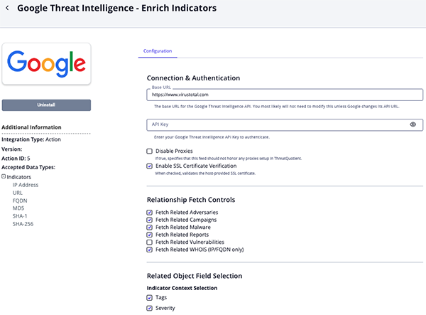 Configuration Screen