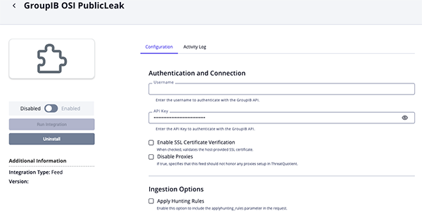 Configuration Screen Configuration Screen
